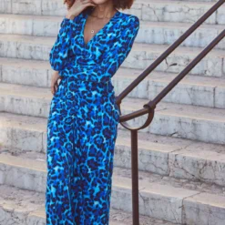 SOSANDAR Blue Animal V Neck Fit And Flare Dress 20 11 SOSANDAR Blue Animal V Neck Fit And Flare Dress 20 -Chic Elixir Sales Store tuc144175627 Multi20Coloured R Z004A