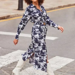 SOSANDAR Blue Conversational Luxe Utility Shirt Dress 16 -Chic Elixir Sales Store tuc144176161 Navy R Z001A