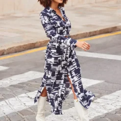 SOSANDAR Blue Conversational Luxe Utility Shirt Dress 16 -Chic Elixir Sales Store tuc144176161 Navy R Z002A