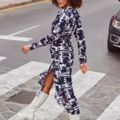 SOSANDAR Blue Conversational Luxe Utility Shirt Dress 16 -Chic Elixir Sales Store tuc144176161 Navy R Z003A