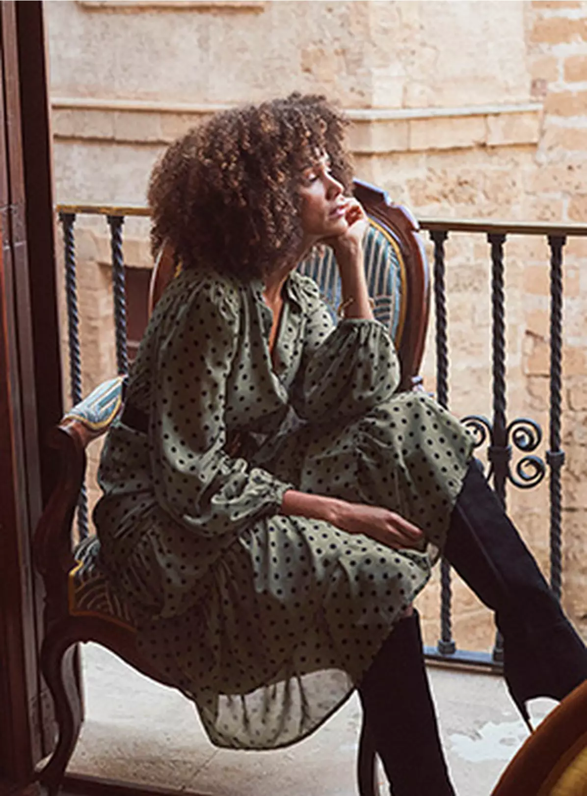 SOSANDAR Khaki Spot Tiered Hem Shirt Dress 8 3 SOSANDAR Khaki Spot Tiered Hem Shirt Dress 8