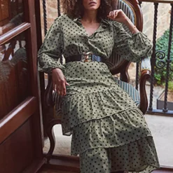 SOSANDAR Khaki Spot Tiered Hem Shirt Dress 16 -Chic Elixir Sales Store tuc144176363 Khaki R Z005A