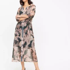 Abstract Print Mesh Shirt Dress 22 9 Abstract Print Mesh Shirt Dress 22 -Chic Elixir Sales Store tuc144179564 Multi20Coloured R Z001A