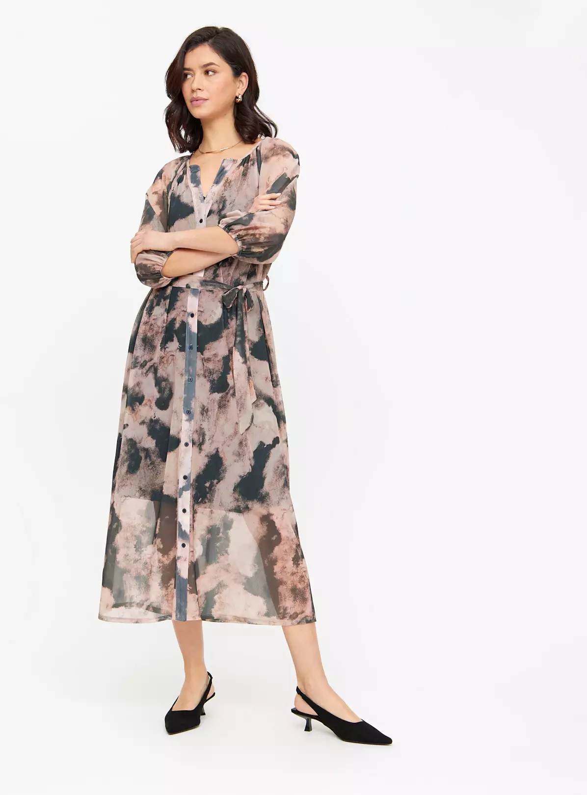 Abstract Print Mesh Shirt Dress 22 6 Abstract Print Mesh Shirt Dress 22 - Image 4