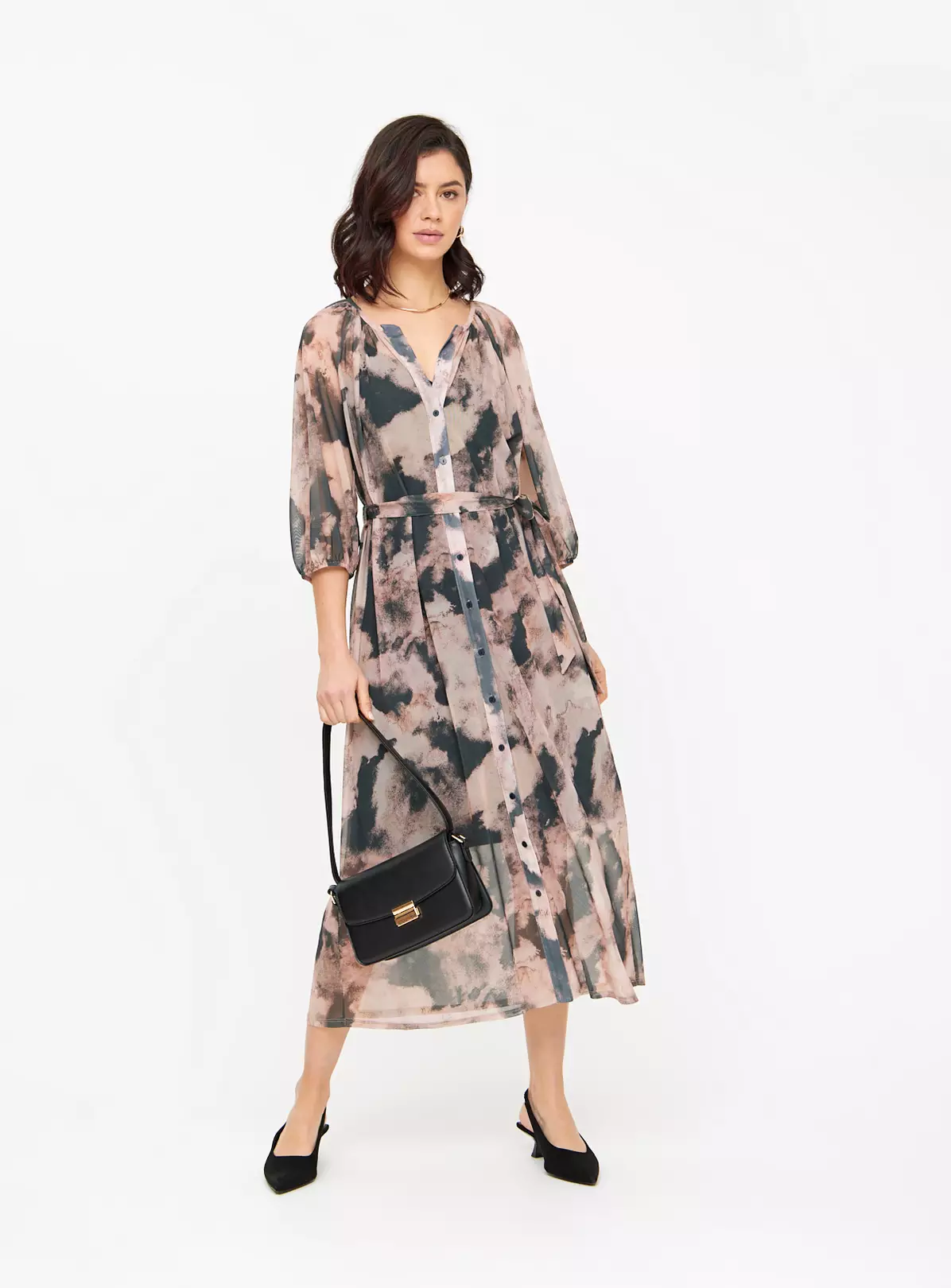 Abstract Print Mesh Shirt Dress 22 4 Abstract Print Mesh Shirt Dress 22 - Image 2