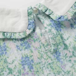 Blue Floral Crinkle Dress & Tights 3-4 Years