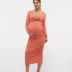 MAMALICIOUS Trinity Tess Long Sleeve Jersey Midi Dress XXL -Chic Elixir Sales Store tuc144193593 Orange R Z001A