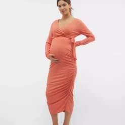 MAMALICIOUS Trinity Tess Long Sleeve Jersey Midi Dress XXL -Chic Elixir Sales Store tuc144193593 Orange R Z002A
