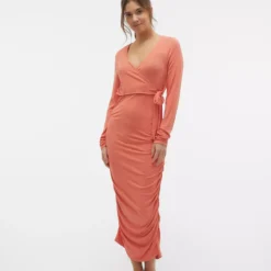 MAMALICIOUS Trinity Tess Long Sleeve Jersey Midi Dress XXL -Chic Elixir Sales Store tuc144193593 Orange R Z004A