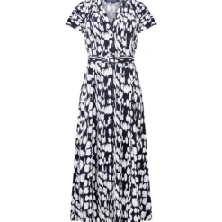 FRENCH CONNECTION Islanna Crepe Short Sleeve Belted Midi Dress 12 -Chic Elixir Sales Store tuc144281243 Blue R Z004A