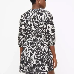 Monochrome Floral Tiered Dress 18 -Chic Elixir Sales Store tuc144296891 Multi20Coloured R Z004A