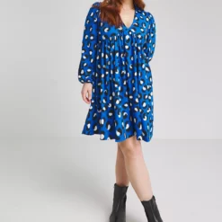 SIMPLY BE Supersoft Smock Dress In Blue Animal Print 26 -Chic Elixir Sales Store tuc144313727 Blue R Z003A