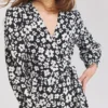 SIMPLY BE Mono Floral Print Textured Wrap Skater Dress 20