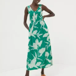 FATFACE Aria Textured Leaves Midi Dress 16