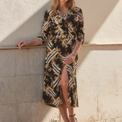 SOSANDAR Black Baroque Print Belted Shirt Dress 20 10 SOSANDAR Black Baroque Print Belted Shirt Dress 20 -Chic Elixir Sales Store tuc144368509 Black R Z001A