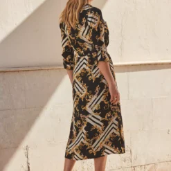 SOSANDAR Black Baroque Print Belted Shirt Dress 20