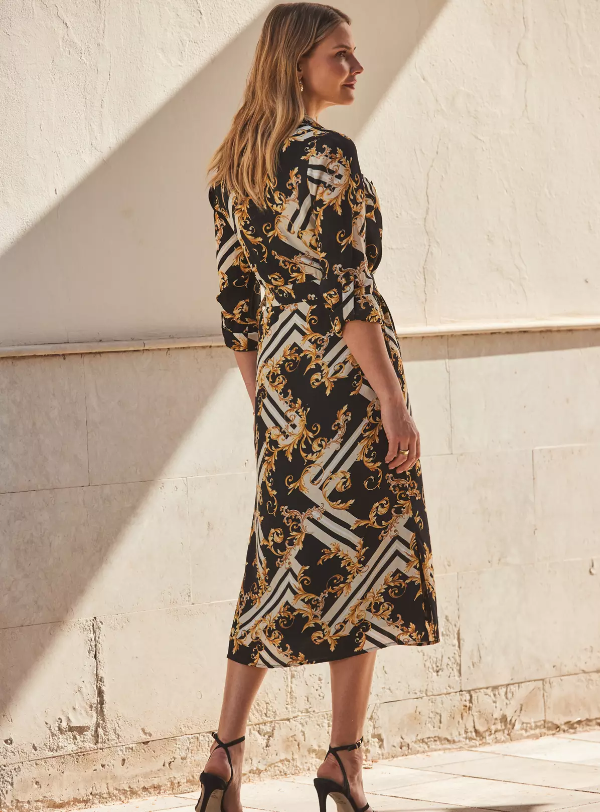 SOSANDAR Black Baroque Print Belted Shirt Dress 20 3 SOSANDAR Black Baroque Print Belted Shirt Dress 20