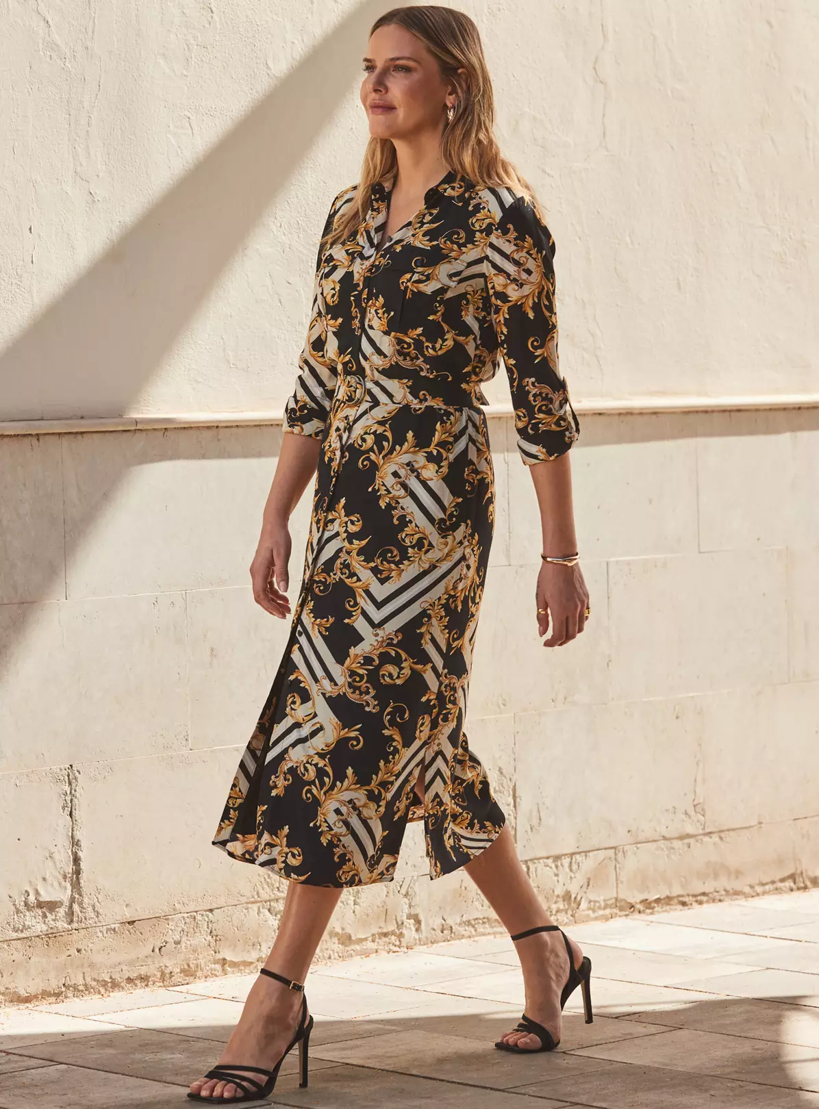 SOSANDAR Black Baroque Print Belted Shirt Dress 20 7 SOSANDAR Black Baroque Print Belted Shirt Dress 20 - Image 5