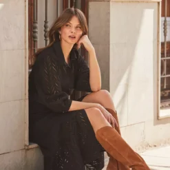 SOSANDAR Black Broderie Detail Midi Shirt Dress 6 -Chic Elixir Sales Store tuc144368576 Black R Z002A