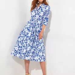 JOE BROWNS Floral Tie Waist Shirt Dress 18 9 JOE BROWNS Floral Tie Waist Shirt Dress 18 -Chic Elixir Sales Store tuc144398222 Blue R Z001A