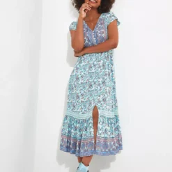 JOE BROWNS Frilled Hem Maxi Dress 16 -Chic Elixir Sales Store tuc144398601 Blue R Z001A