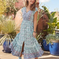 JOE BROWNS Frilled Hem Maxi Dress 16 -Chic Elixir Sales Store tuc144398601 Blue R Z003A