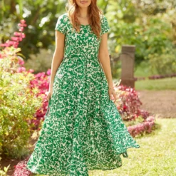 JOE BROWNS Printed Tiered Maxi Dress 18 -Chic Elixir Sales Store tuc144404320 Green R Z003A