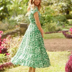 JOE BROWNS Printed Tiered Maxi Dress 18 -Chic Elixir Sales Store tuc144404320 Green R Z006A