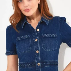 JOE BROWNS Button Down Bodycon Denim Dress 18 -Chic Elixir Sales Store tuc144404928 Blue R Z005A