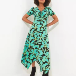 JOE BROWNS Neon Floral Drawstring Maxi Dress 10