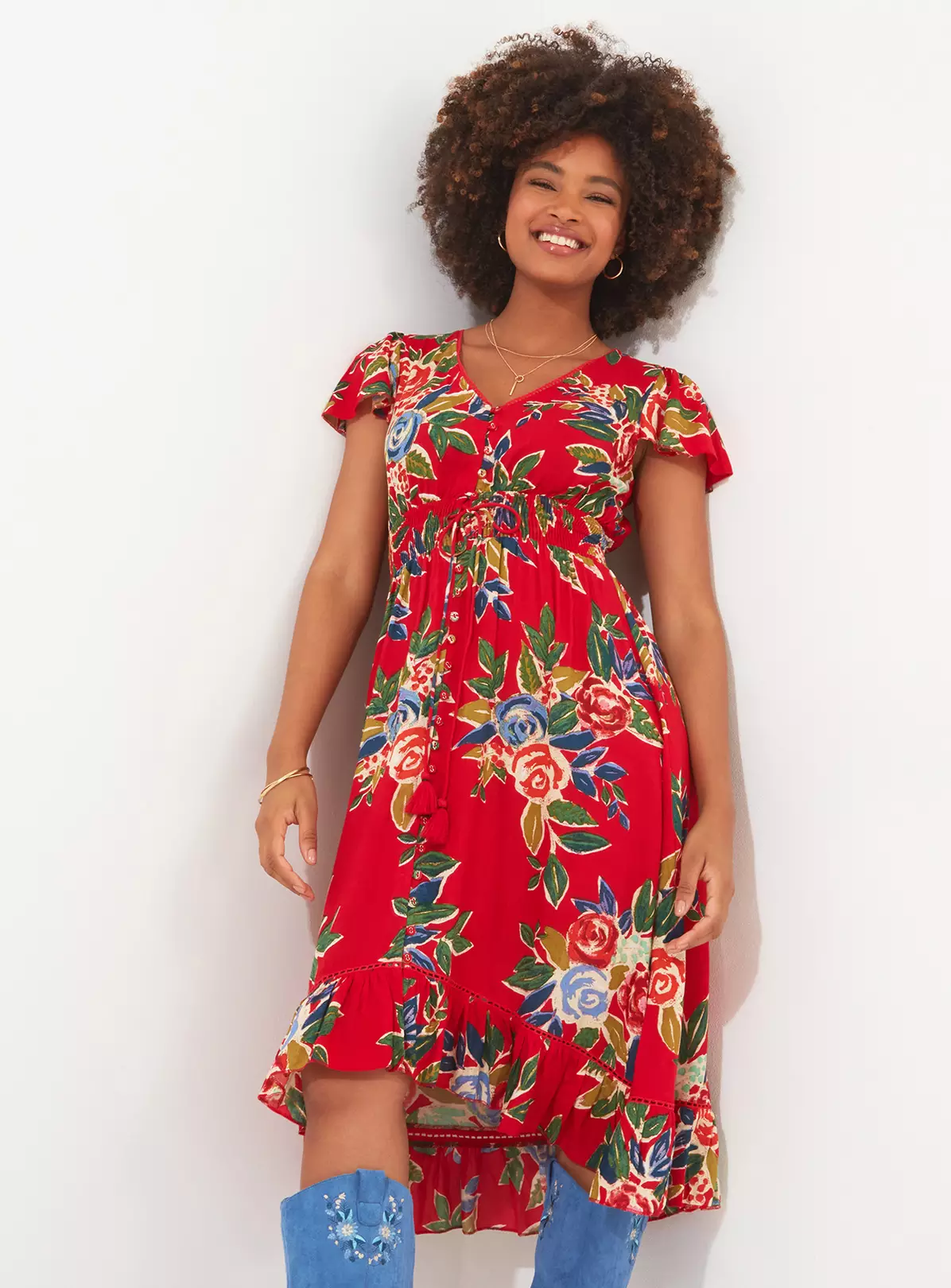JOE BROWNS Rose Floral Ruffle Hem Dress 18 4 JOE BROWNS Rose Floral Ruffle Hem Dress 18 - Image 2