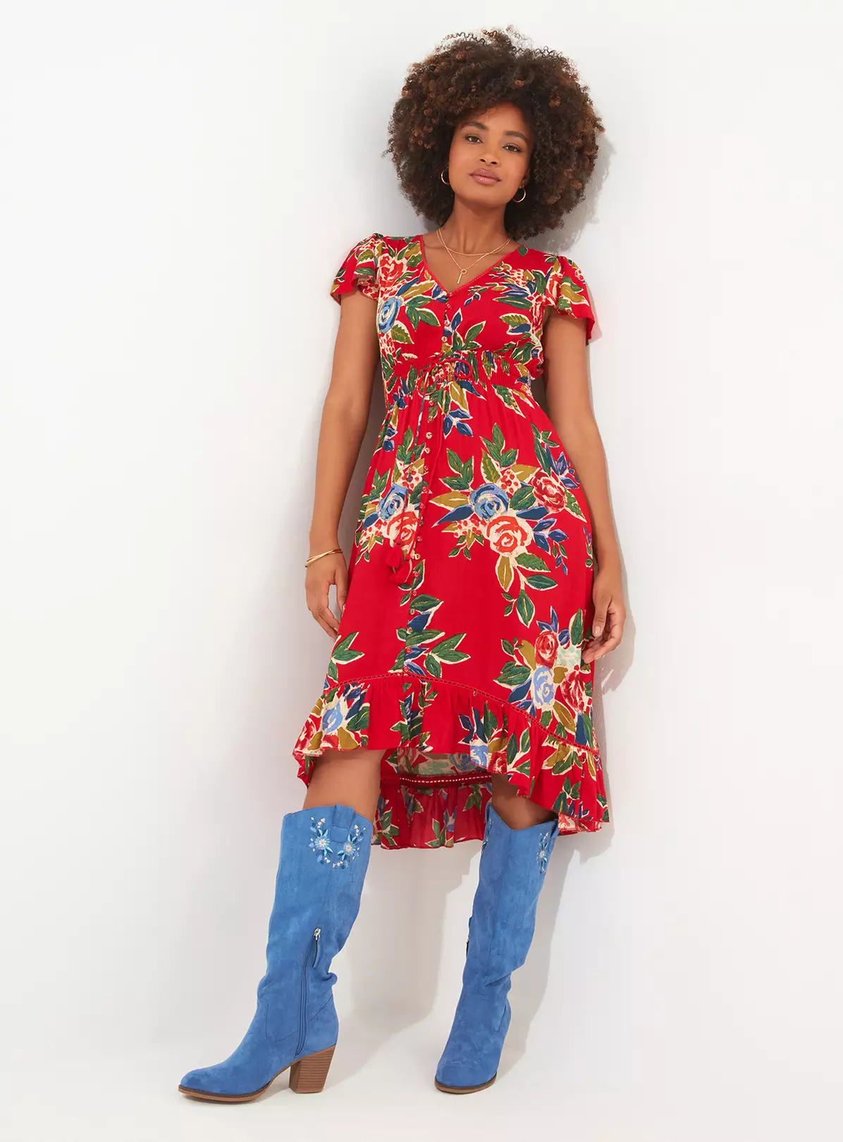 JOE BROWNS Rose Floral Ruffle Hem Dress 18 7 JOE BROWNS Rose Floral Ruffle Hem Dress 18 - Image 5