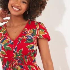 JOE BROWNS Rose Floral Ruffle Hem Dress 10 -Chic Elixir Sales Store tuc144416267 Red R Z005A 1