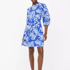 Blue Leaf Print Shift Dress 24 8 Blue Leaf Print Shift Dress 24 -Chic Elixir Sales Store tuc144434131 Blue R Z002A