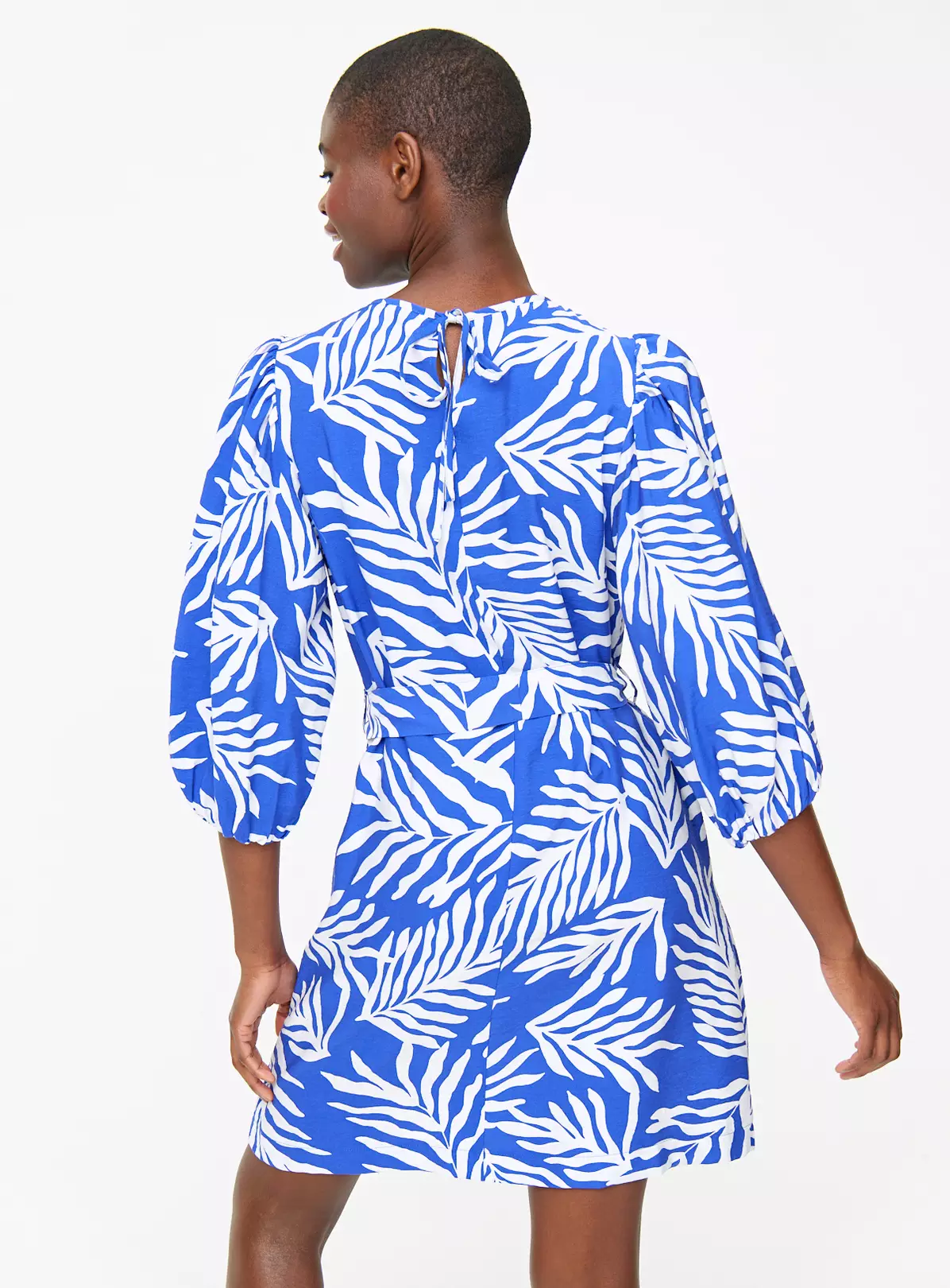 Blue Leaf Print Shift Dress 24 6 Blue Leaf Print Shift Dress 24 - Image 4