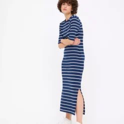 Navy Stripe Short Sleeve Midaxi Dress 24 9 Navy Stripe Short Sleeve Midaxi Dress 24 -Chic Elixir Sales Store tuc144438087 Navy R Z001A