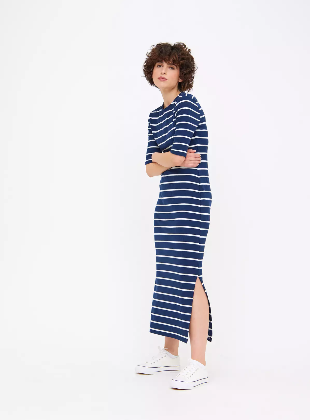 Navy Stripe Short Sleeve Midaxi Dress 24 6 Navy Stripe Short Sleeve Midaxi Dress 24 - Image 4