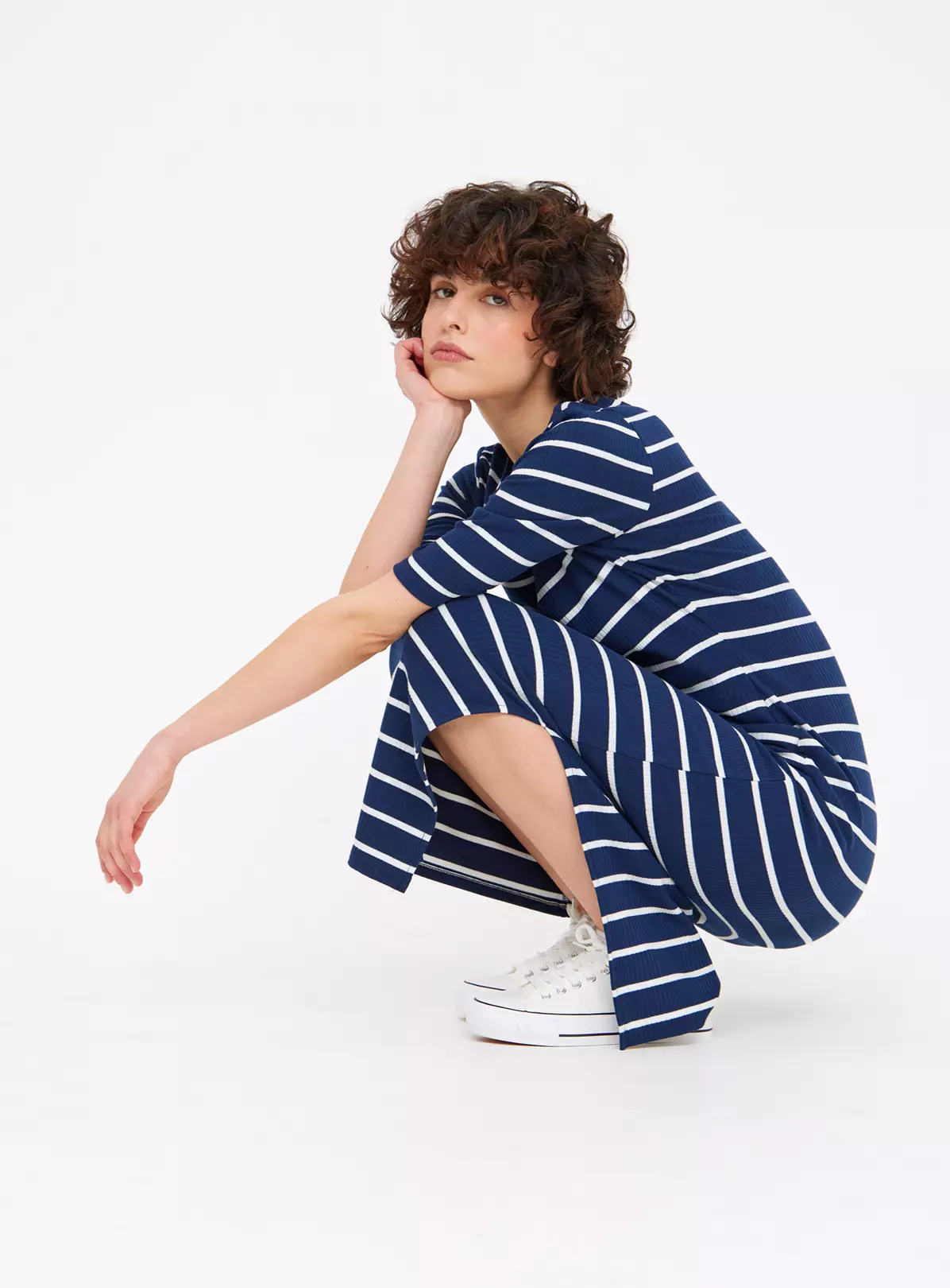 Navy Stripe Short Sleeve Midaxi Dress 24 3 Navy Stripe Short Sleeve Midaxi Dress 24