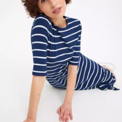 Navy Stripe Short Sleeve Midaxi Dress 24 8 Navy Stripe Short Sleeve Midaxi Dress 24 -Chic Elixir Sales Store tuc144438087 Navy R Z003A