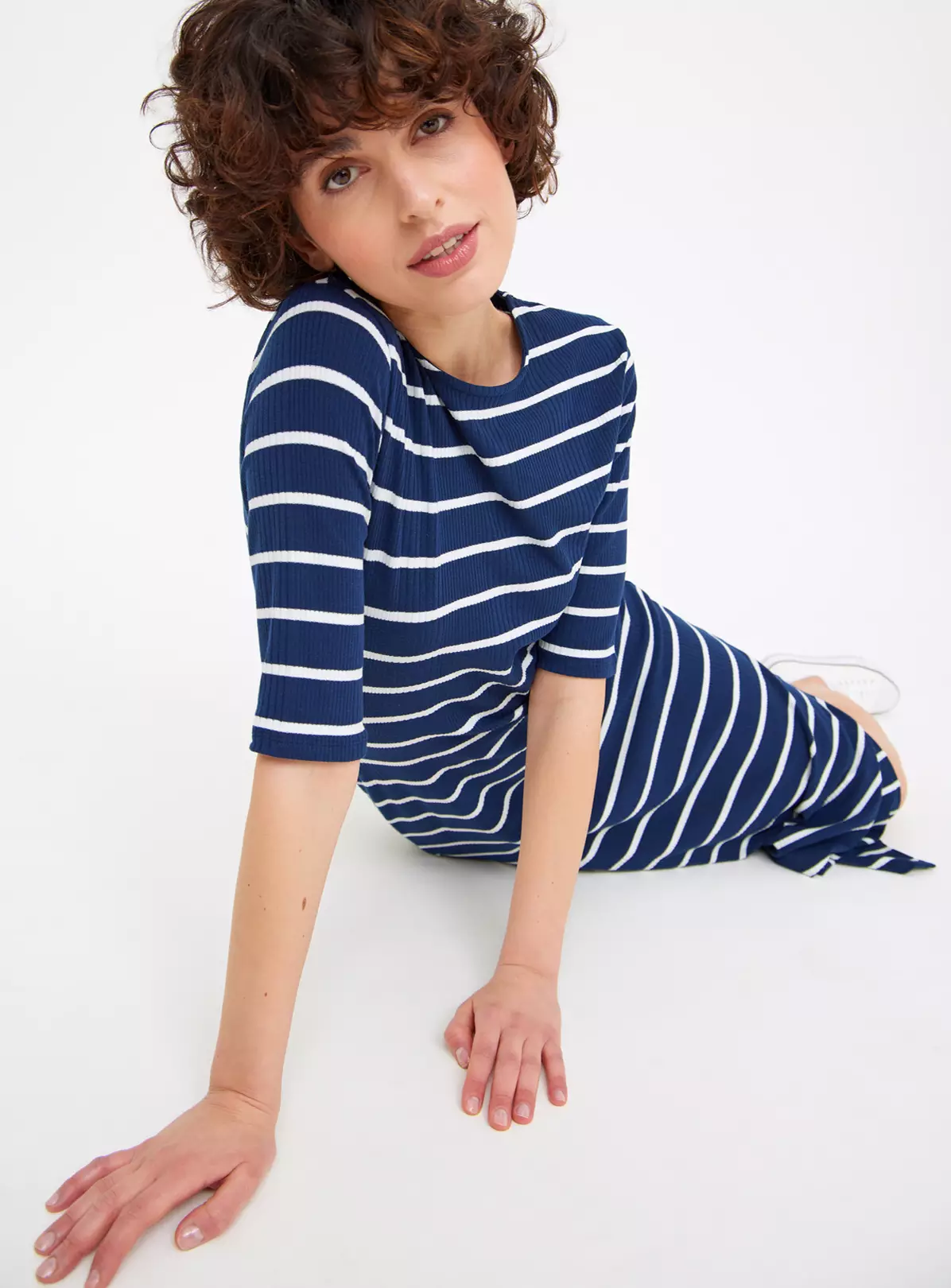 Navy Stripe Short Sleeve Midaxi Dress 24 5 Navy Stripe Short Sleeve Midaxi Dress 24 - Image 3