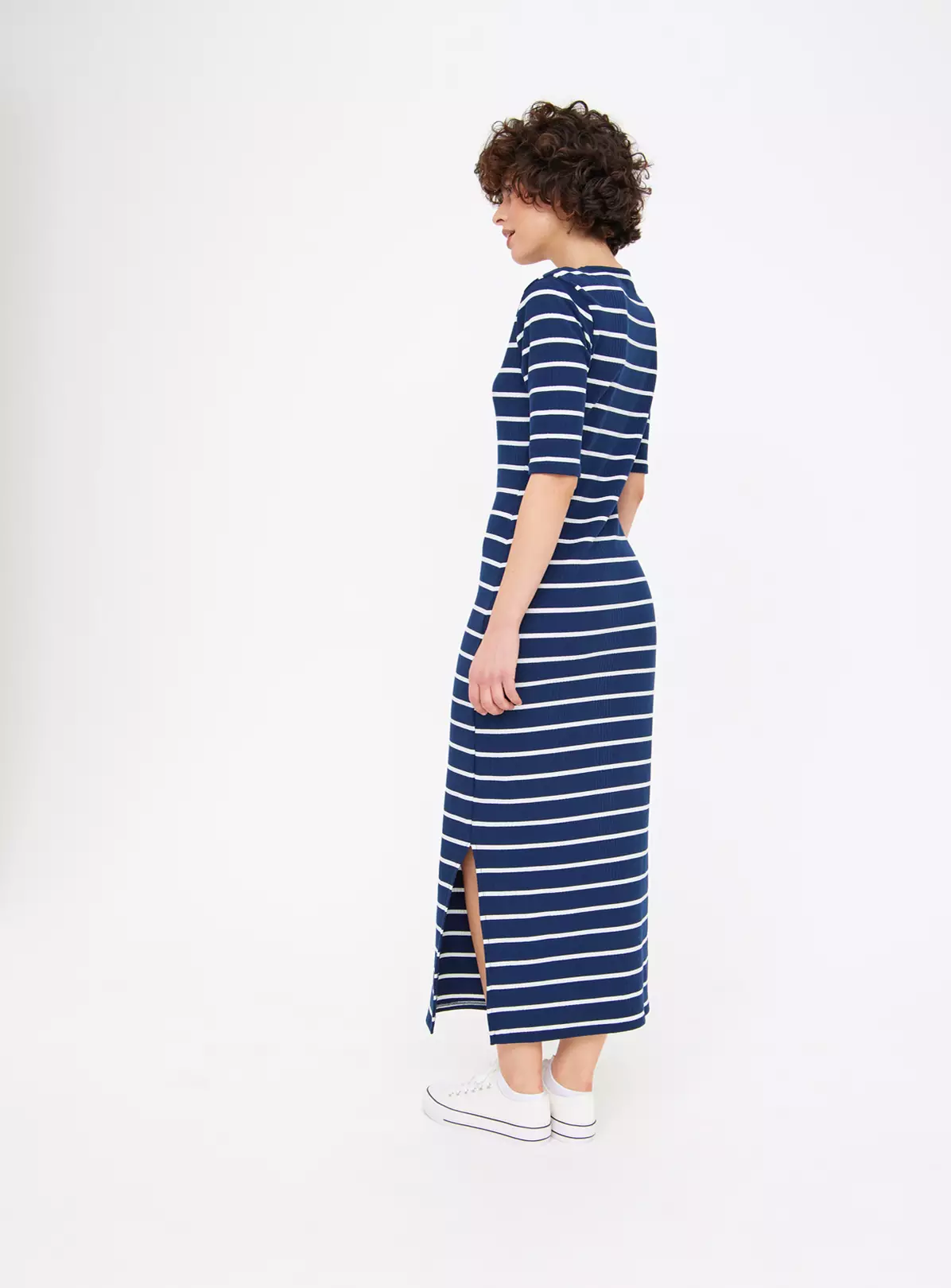 Navy Stripe Short Sleeve Midaxi Dress 24 4 Navy Stripe Short Sleeve Midaxi Dress 24 - Image 2