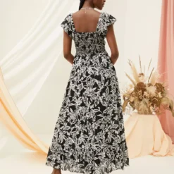 FATFACE Dahlia Botanical Midi Dress 24 -Chic Elixir Sales Store tuc144503803 Black R Z002A