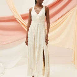 FATFACE Ivy Foil Maxi Dress 18 -Chic Elixir Sales Store tuc144503889 Ivory R Z001A 1