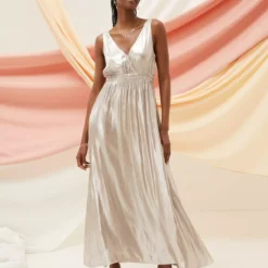 FATFACE Mimosa Metallic Maxi Dress 20 -Chic Elixir Sales Store tuc144503951 Silver R Z001A