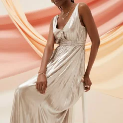 FATFACE Mimosa Metallic Maxi Dress 8 -Chic Elixir Sales Store tuc144503951 Silver R Z006A 1