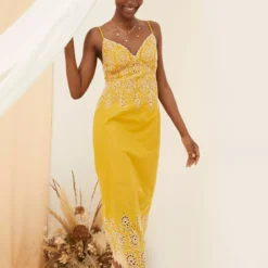 FATFACE Daisy Broderie Midi Dress 22 -Chic Elixir Sales Store tuc144504443 Yellow R Z006A 1