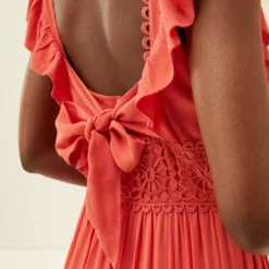 FATFACE Hibiscus Lace Maxi Dress Coral Pink 20 -Chic Elixir Sales Store tuc144504523 Coral R Z004A