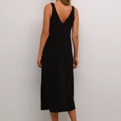 KAFFE Nora Sleeveless V Neck Midi Dress 18 9 KAFFE Nora Sleeveless V Neck Midi Dress 18 -Chic Elixir Sales Store tuc144624120 Black R Z001A