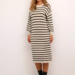 KAFFE Mala Knitted Long Sleeve Midi Dress XL -Chic Elixir Sales Store tuc144708884 Beige R Z001A 1
