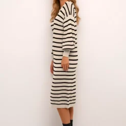 KAFFE Mala Knitted Long Sleeve Midi Dress M -Chic Elixir Sales Store tuc144708884 Beige R Z003A